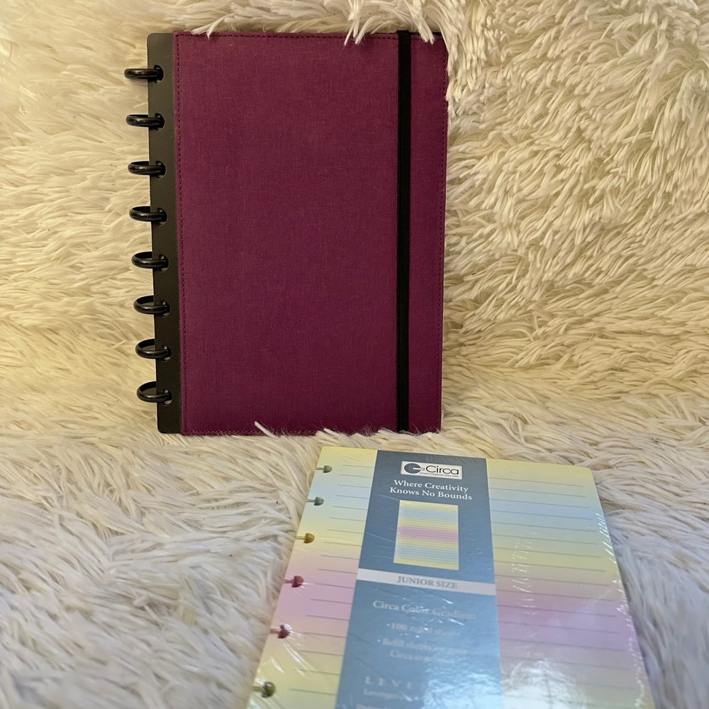 Levenger Circa Purple Leather Discbound Notebook Junior 8.5 x 6.5 inch
